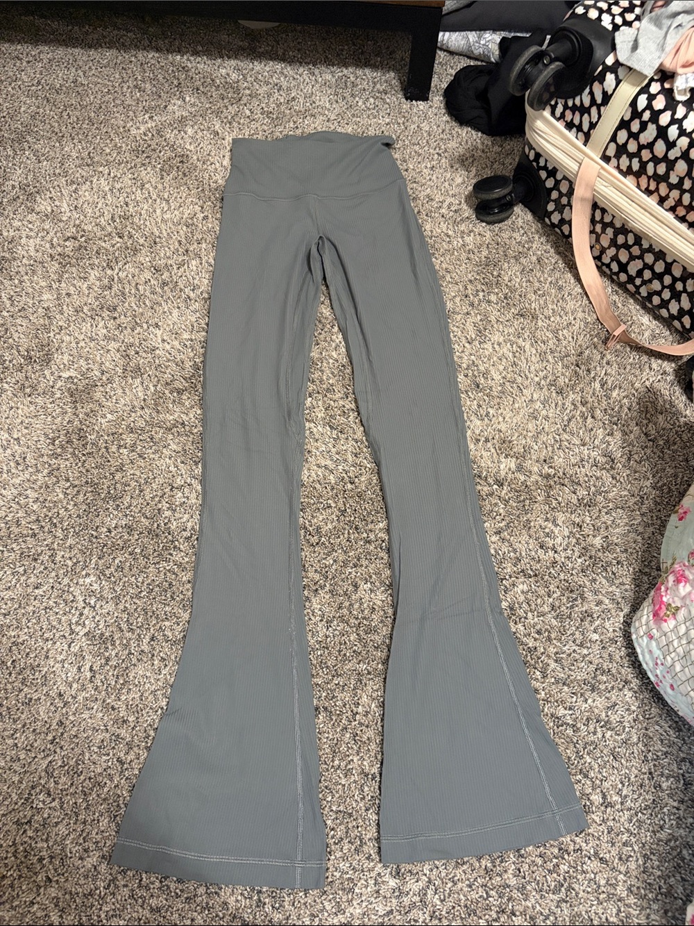 Gray Flared Ribbed lulu lemon yoga pants